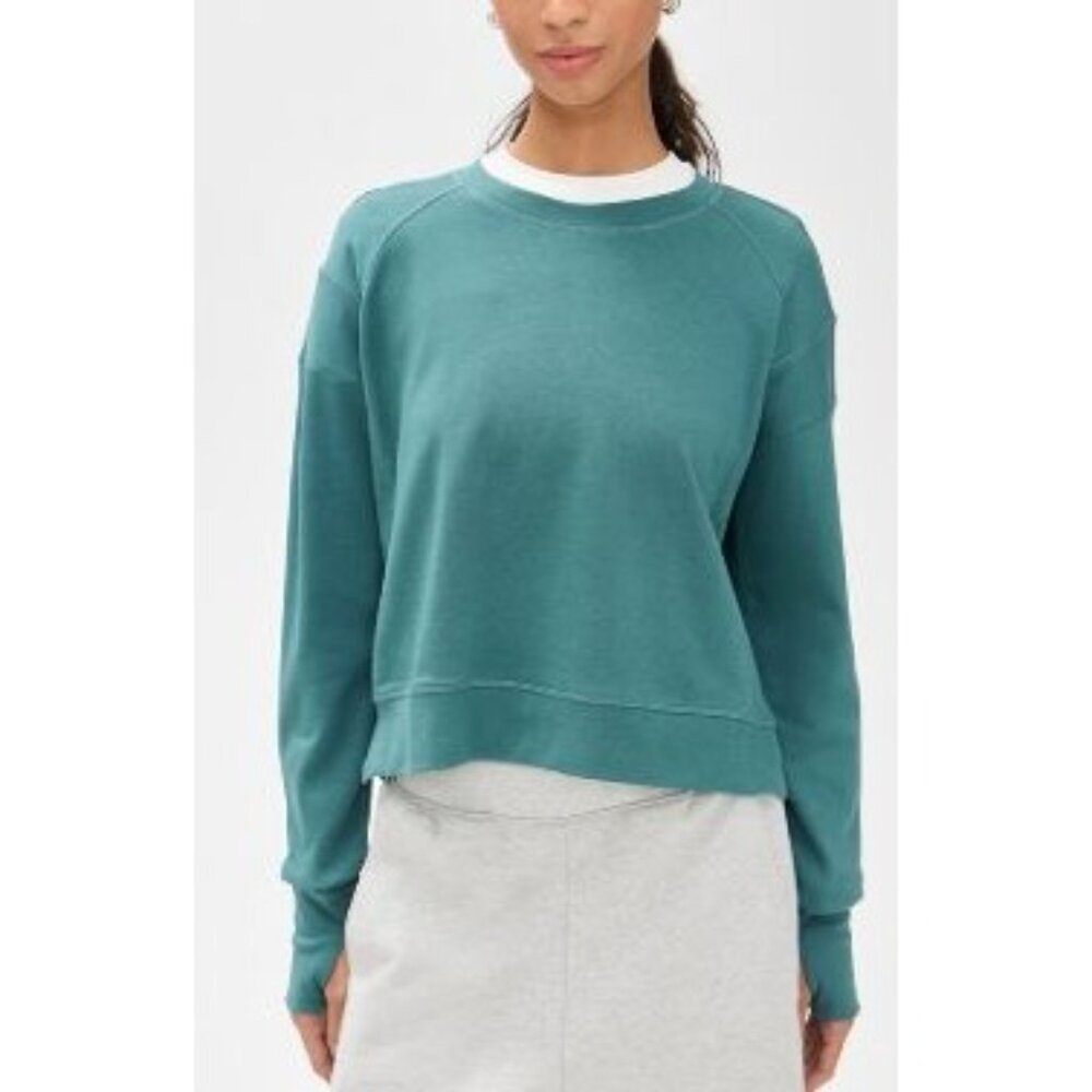 Sweaty Betty After Class Crop Sweatshirt Size XL NWT $68 Jade Green